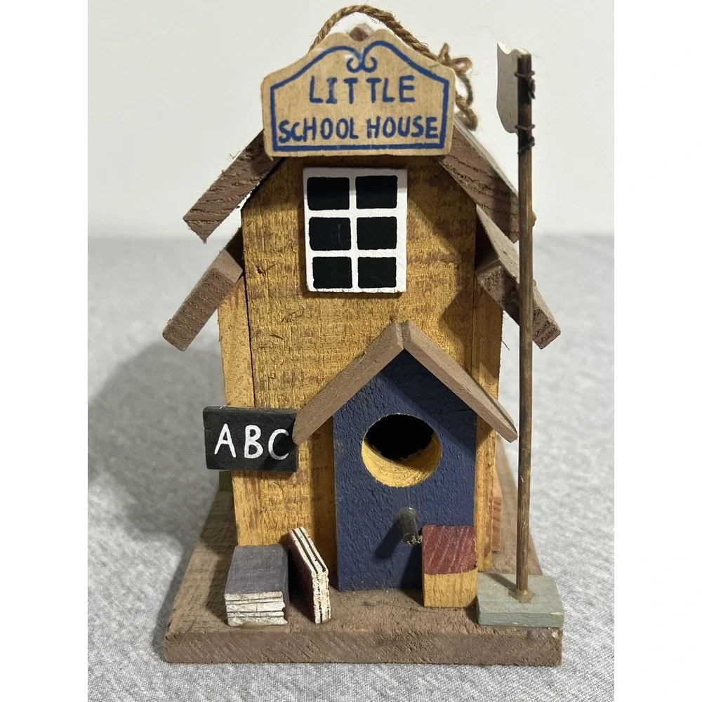 Country Wooden Birdhouses Hanging School House Barber Shop Decor Outdoor Garden